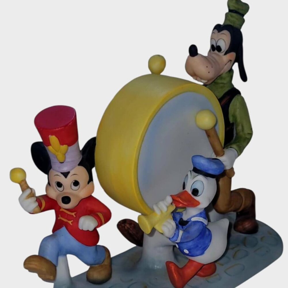 Walt Disney Prod. Figura Bisque Mickey Donald Goofy Marching Band Parade